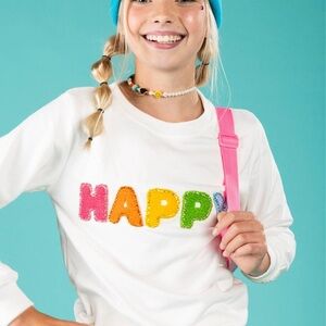 Lola + The Boys Happy Crystal Sweatshirt